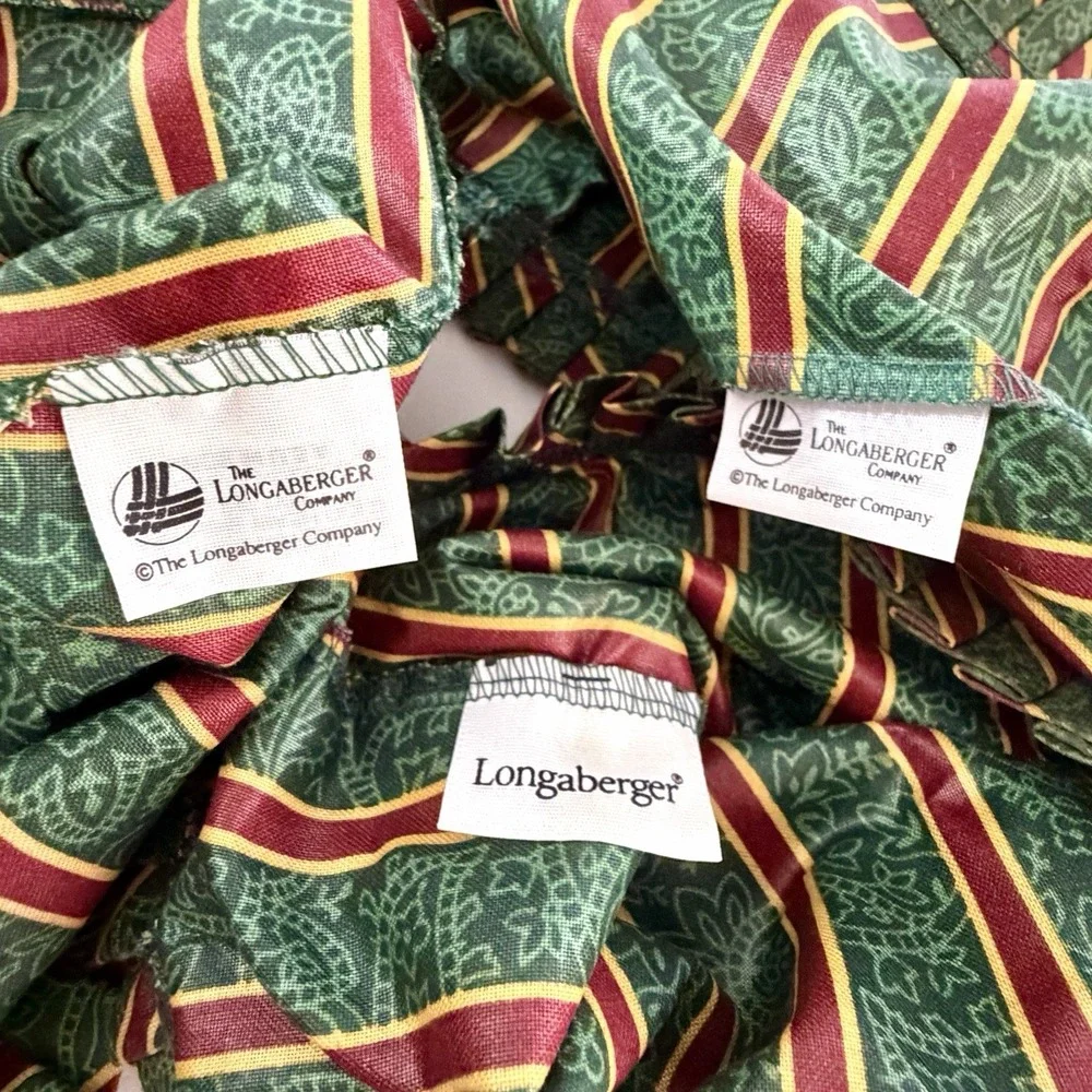 1990s Longaberger Imperial Stripe Basket Liners Christmas Holiday Vintage Lot 3